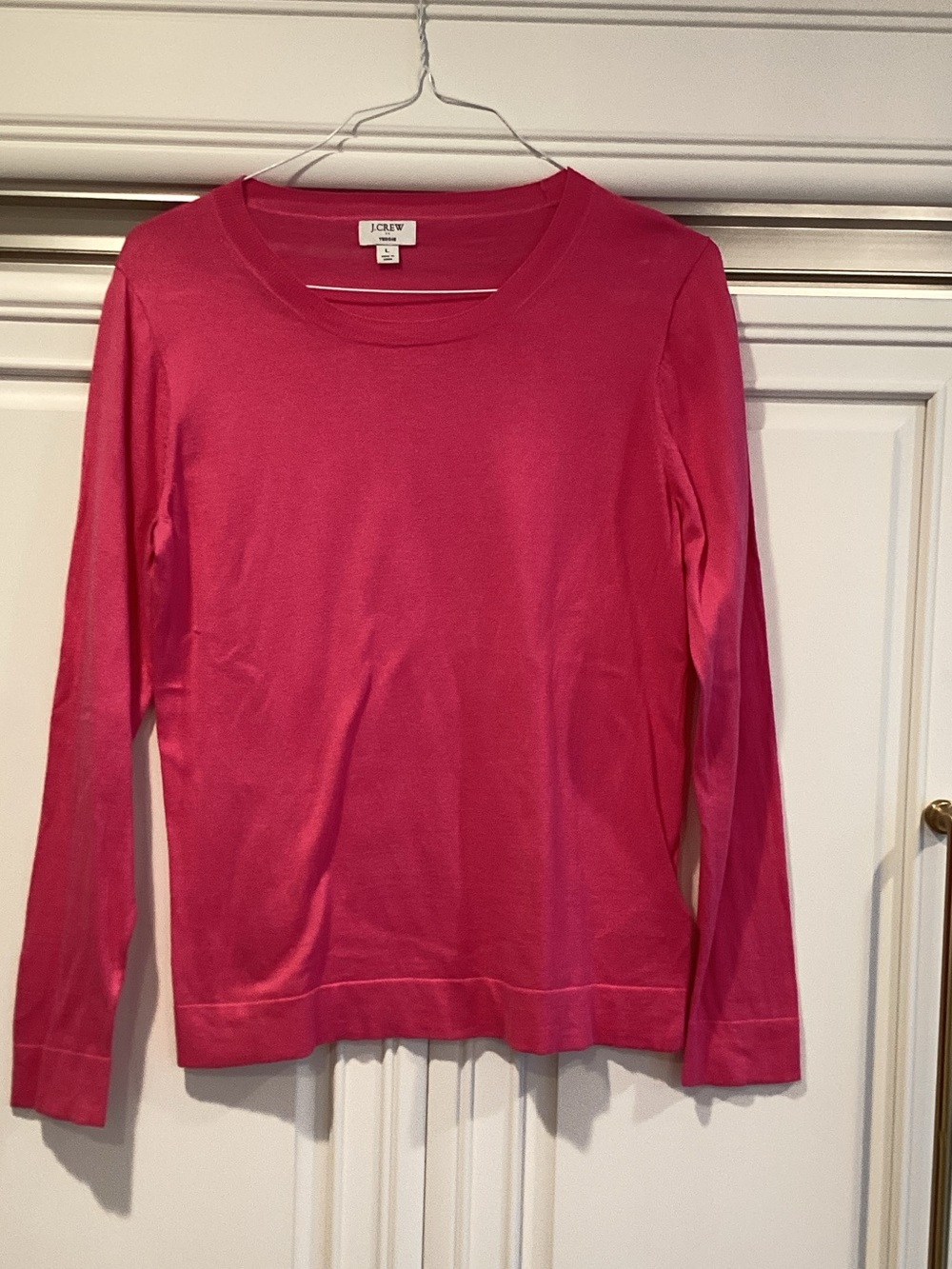 J. Crew Long Sleeve Crewneck Sweater - Hot Pink